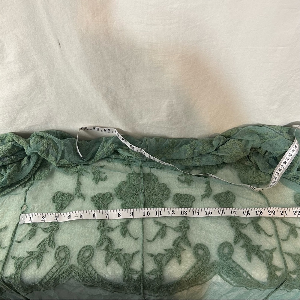 White Birch Sage Green Floral Embroidered Lace Kimono Cardigan - Size M - Picture 12 of 14
